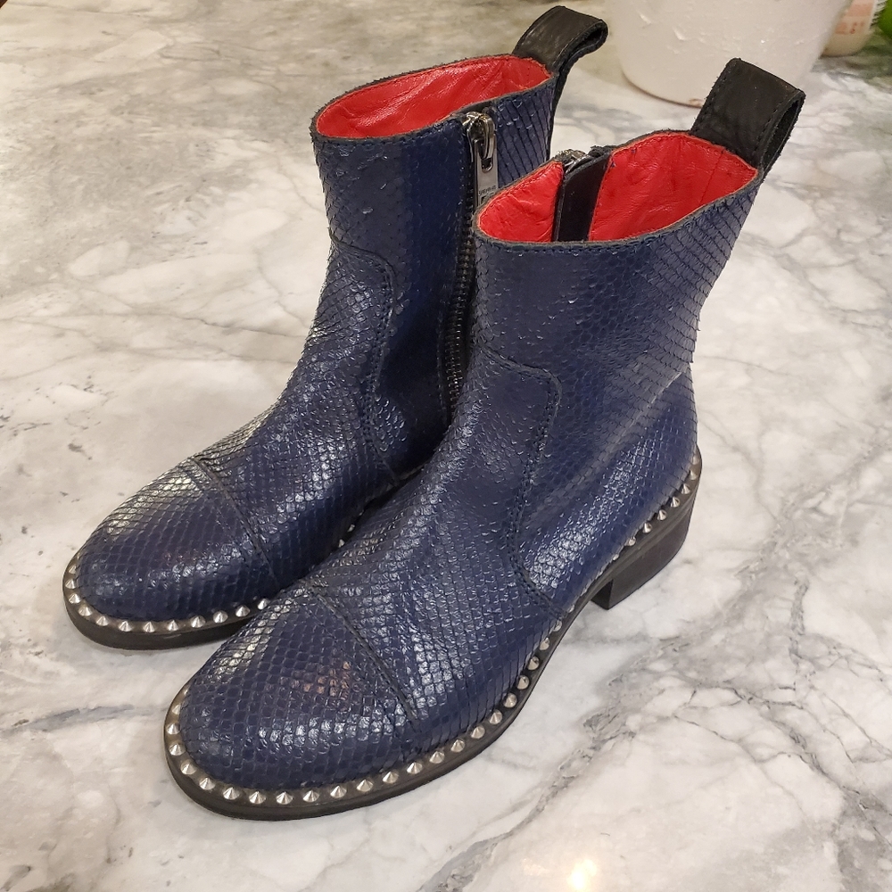 Zadig & Voltaire Women's Empress Keith Snakeskin Boots Blue Snakeskin Si…